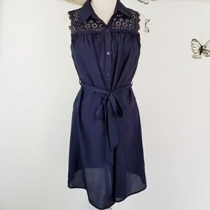 Ya los angeles sleeveless navy shirtdress
